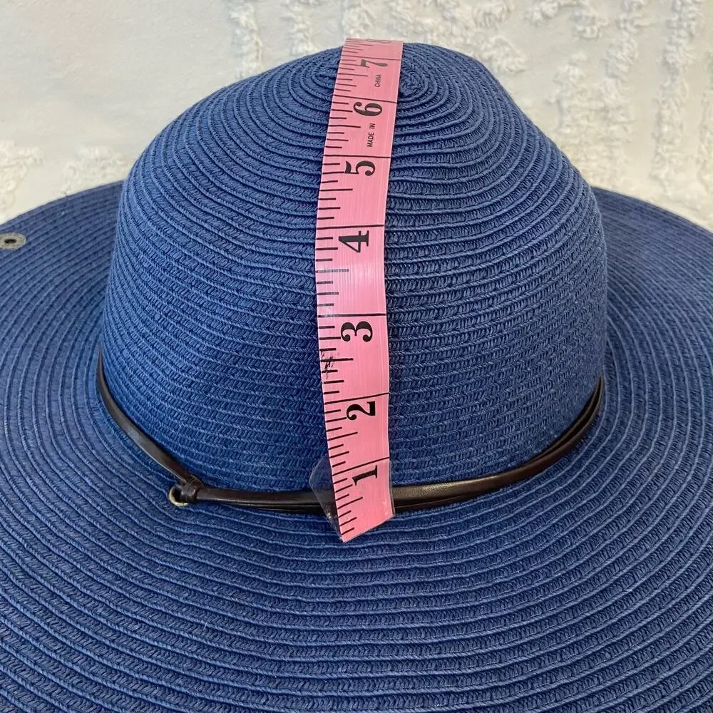 PETER GRIMM Women's Sun Hat Sz OS Blue Summer Nautical Cruise Ship Cabana Beachy